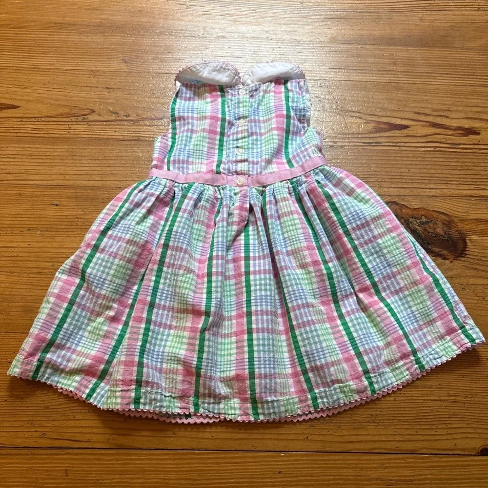 Crown & Ivy Dress Kids Pink Plaid Peter Pan Collar Sleeveless‎ Bow SIZE 3T